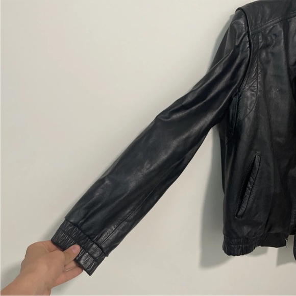 Vintage Wilson's Suede & Leather Black Leather Bomber Jacket Size 40 Large - Picture 7 of 8